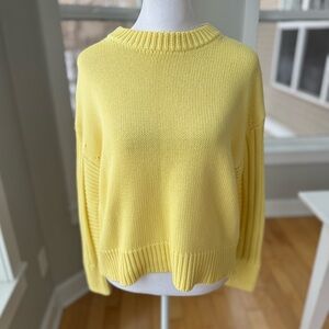 For the Republic Butter Yellow Cotton Crewneck Cropped Sweater Size XS